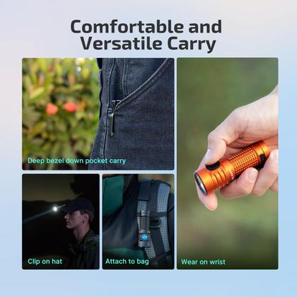 Imagem de Lanterna recarregável OLIGHT BatonTurbo EDC de 1000 lúmens, bolso compacto de LED com dois interruptores e alcance de 510 metros de comprimento para busca, resgate e emergência (laranja)