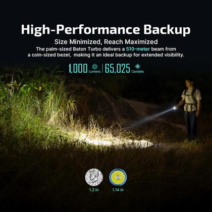 Imagem de Lanterna recarregável OLIGHT BatonTurbo EDC de 1000 lúmens, bolso compacto de LED com dois interruptores e alcance de 510 metros de comprimento para busca, resgate e emergência (laranja)