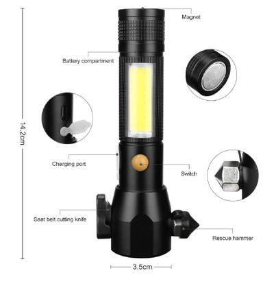 Imagem de Lanterna Segurança Cortador Martelo Luz Segurança Emergência Multi Função Com Imã