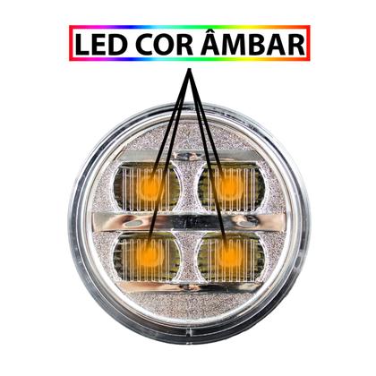 Imagem de Lanterna Seta Pisca Ônibus Caminhão 70mm 4 Led AM/CR BIVOLT