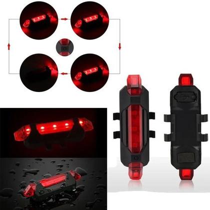 Imagem de Lanterna Sinalizador Bicicleta 5 Leds Recarregável Usb