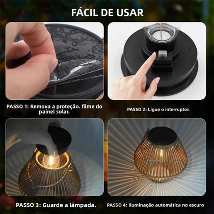 Imagem de Lanterna Solar Impermeável Para Exterior, Luz Boho, Decoração Suspensa Em Rattan Para Jardim,