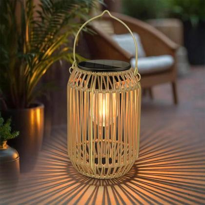 Imagem de Lanterna Solar Impermeável Para Exterior, Luz Boho, Decoração Suspensa Em Rattan Para Jardim,