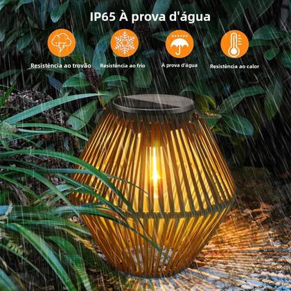 Imagem de Lanterna Solar Impermeável Para Exterior, Luz Boho, Decoração Suspensa Em Rattan Para Jardim,