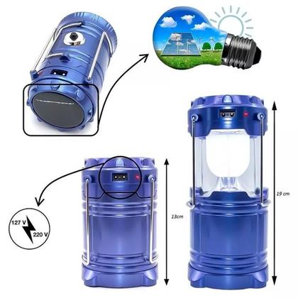 Imagem de Lanterna Solar LED para Pesca Acampamento Camping Lampião Retrátil Recarregável