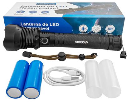 Imagem de Lanterna Super LED Recarregavel Usb Zoom P70 2 Versão Pro Com Alcance de 1000m Para Chácara Fazenda Rancho