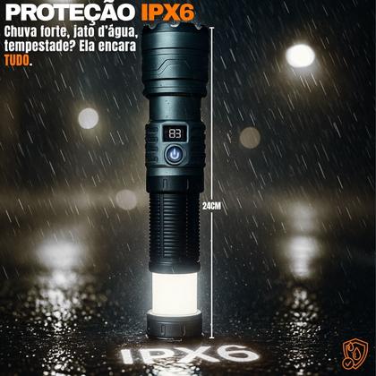 Imagem de Lanterna Tatica LED 100000 Lumens Recarregavel USB C IPX6 Prova Dagua Com Ima Zoom 2000m Alcance Bateria Longa Duracao LCD