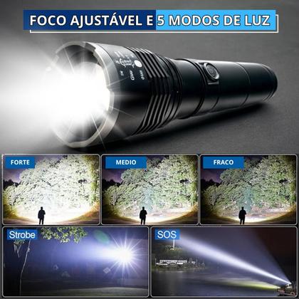 Imagem de Lanterna Tática LED Recarregável Ultra Potente Zoom Longo Alcance USB Camping Segurança