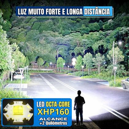 Imagem de Lanterna Tática LED Recarregável Ultra Potente Zoom Longo Alcance USB Camping Segurança
