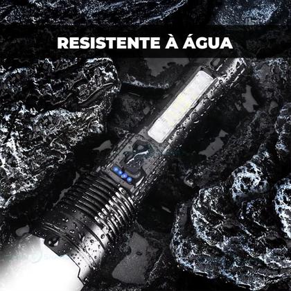 Imagem de Lanterna Tática LED Recarregável USB Cor Preto Super Potente com Zoom Profissional de Luz Forte do Mundo Militar Pesca