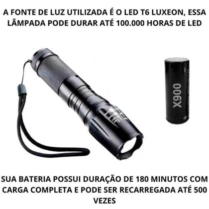 Imagem de Lanterna Tática Militar Led BM900 C/ Bateria Recarregável - B-max