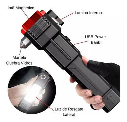 Imagem de Lanterna Tática Militar Led Multifuncional S007 4 Em 1 Para Carro