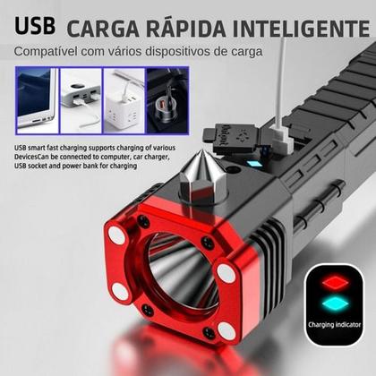 Imagem de Lanterna Tática Militar Led Multifuncional S007 4 Em 1 Para Carro