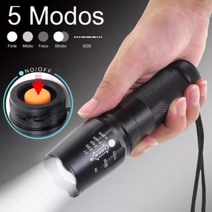 Imagem de Lanterna Tática Militar Luz Led Ultra Potente Mais Forte 2km Usb Regarregavel Bivolt Potente Zoom Telescópico