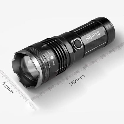 Imagem de Lanterna Tática Militar Luz Mais Forte Do Mundo Led 2000 Lumens Bateria Função Powerbank Interna 6H Recarregável 8000 MaH Preto Alumino