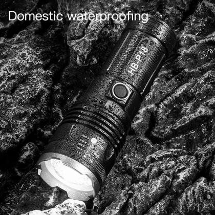 Imagem de Lanterna Tática Militar Luz Mais Forte Do Mundo Led 2000 Lumens Bateria Função Powerbank Interna 6H Recarregável 8000 MaH Preto Alumino