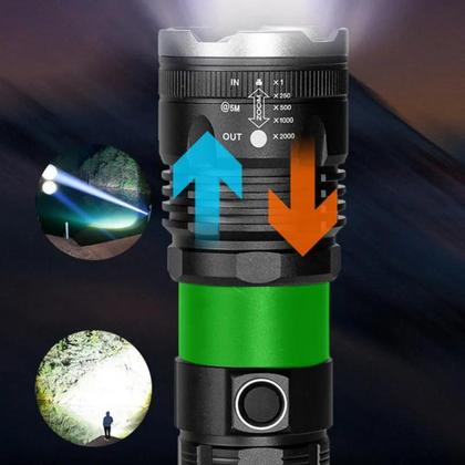 Imagem de Lanterna Tática Militar Luz Mais Forte Do Mundo Led 2000 Lumens Bateria Função Powerbank Interna 6H Recarregável 8000 MaH Preto Alumino