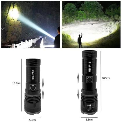 Imagem de Lanterna Tática Militar Luz Mais Forte Do Mundo Led 2000 Lumens Bateria Função Powerbank Interna 6H Recarregável 8000 MaH Preto Alumino