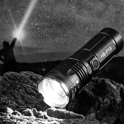 Imagem de Lanterna Tática Militar Luz Mais Forte Do Mundo Led 2000 Lumens Bateria Função Powerbank Interna 6H Recarregável 8000 MaH Preto Alumino