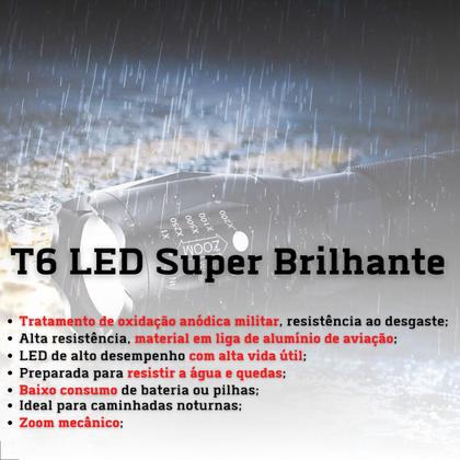 Imagem de Lanterna Tatica Militar Super Potente X2000 T6 Bmax Com Nfe