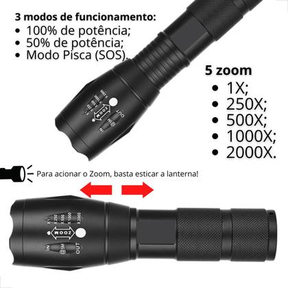 Imagem de Lanterna Tatica Militar Super Potente X2000 T6 Bmax Com Nfe