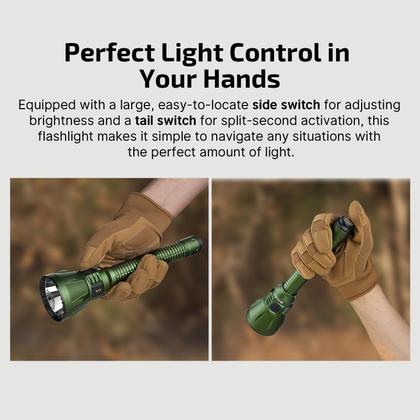 Imagem de Lanterna tática recarregável OLIGHT Javelot Turbo 2 de 1800 lúmens com alcance de longo alcance de 4921 pés, luz de caça LED de interruptor duplo com controle remoto sem fio de 8M, bateria e cabo USB C, verde OD