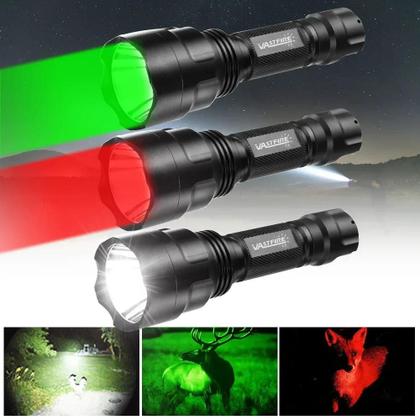 Imagem de Lanterna Tática Vermelha C8 Potente Com Luz Verde, Vermelha E Branca, Clip E Interruptor Traseiro,