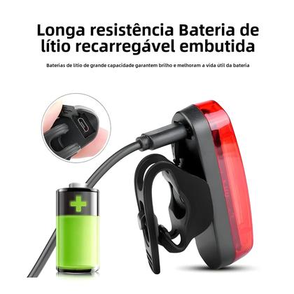 Imagem de Lanterna Traseira de Bicicleta LED Recarregável via USB - Luz de Advertência Vermelha para MTB