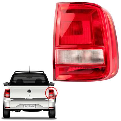 Imagem de Lanterna Traseira VW Saveiro Cristal Acrílico G7 2017 2018 2019 2020 2021 2022 Bicolor Direita Passageiro