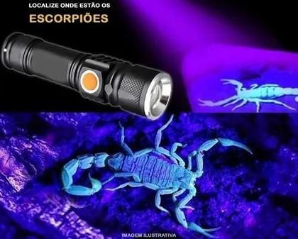 Imagem de Lanterna Ultra violeta Usb Led Potente Luz Negra Uv Nota Falsa E Escorpião Recarregável