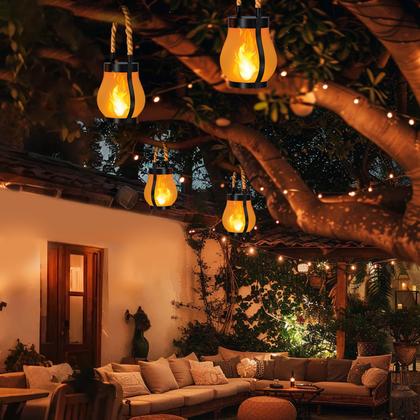 Imagem de Lanternas solares Hompavo Gen2 impermeáveis com chama cintilante