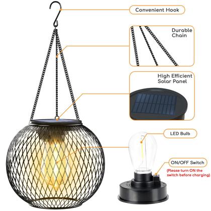 Imagem de Lanternas solares UBright, luzes externas, impermeáveis, suspensas em metal, movidas a energia solar para exteriores, lanternas decorativas para jardim, quintal e pátio, pacote com 2