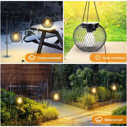 Imagem de Lanternas solares UBright, luzes externas, impermeáveis, suspensas em metal, movidas a energia solar para exteriores, lanternas decorativas para jardim, quintal e pátio, pacote com 2