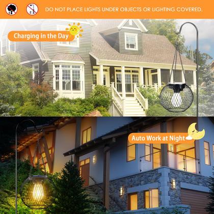 Imagem de Lanternas solares UBright, luzes externas, impermeáveis, suspensas em metal, movidas a energia solar para exteriores, lanternas decorativas para jardim, quintal e pátio, pacote com 2