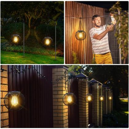 Imagem de Lanternas solares UBright, luzes externas, impermeáveis, suspensas em metal, movidas a energia solar para exteriores, lanternas decorativas para jardim, quintal e pátio, pacote com 2