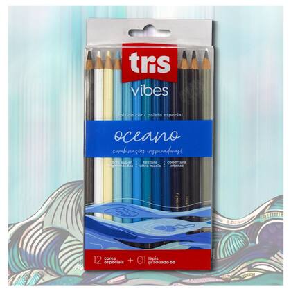 Imagem de Lapis 12 Cores Especiais + 01 Graduado 6b Vibes Oceano Tris