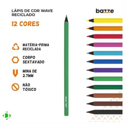 Imagem de Lapis Cor 12Cores Sextavado Wave Bazze