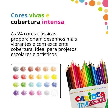 Imagem de Lápis Cor Apagável CX c/24un Carioca Tita
