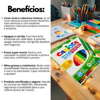 Imagem de Lápis Cor Apagável CX c/24un Carioca Tita