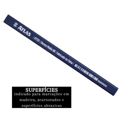 Imagem de Lápis de Carpinteiro Retangular 176mm Profissional Carpintaria Marcenaria  Atlas