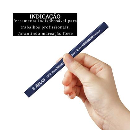 Imagem de Lápis de Carpinteiro Retangular 176mm Profissional Carpintaria Marcenaria  Atlas