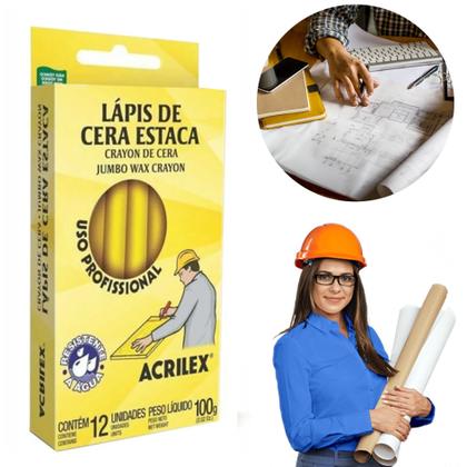 Imagem de Lápis De Cera Estaca Para Madeira Cimento Mármore - 12un