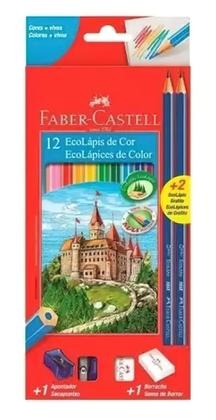 Imagem de Lápis De Cor 12 +2 Cores Faber Castell + Apontador +borracha - Faber-Castell