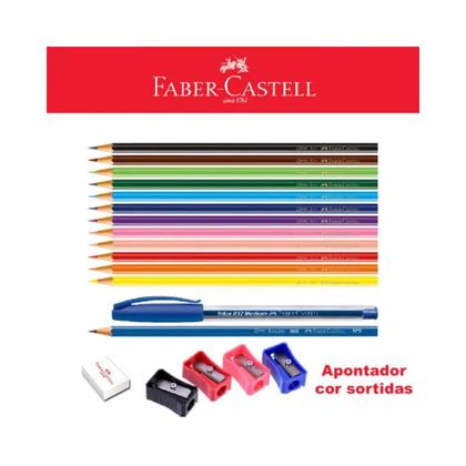 Imagem de Lápis de Cor 12 Cores Faber-Castell c/ Kit Completo