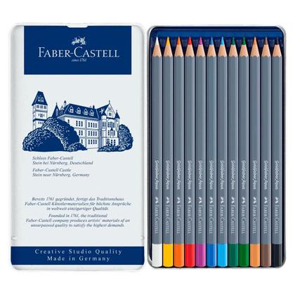 Imagem de Lápis de Cor Aquarelável Goldfaber Aqua Estojo Metálico com 12 cores - Faber-Castell