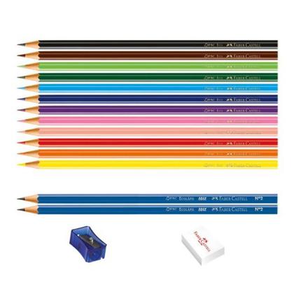 Imagem de Lápis De Cor Ecolapis 12 Cores Kit Com Apontador Borracha E 2 Ecolapis Grafite - Faber-Castell