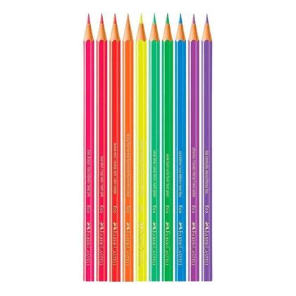 Lápis de Cor Ecolápis 120410N 10 Cores Neon - Faber Castell - Tendtudo Imagem de Lápis de Cor Ecolápis 120410N 10 Cores Neon - Faber Castell