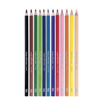 Imagem de Lápis De Cor Escolar Triangular 12 Cores Mega Soft Color Tris  Colorir  Ponta Macia  Cores Vibrantes  Pintar