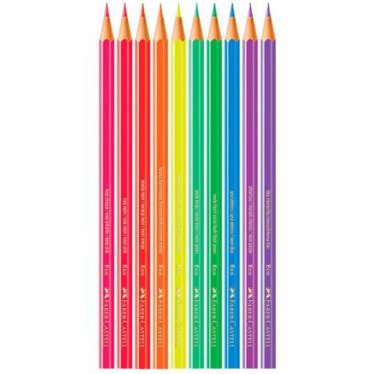 Imagem de Lápis De Cor Faber Castell 10 Cores Neon Ecolapis Sextavado