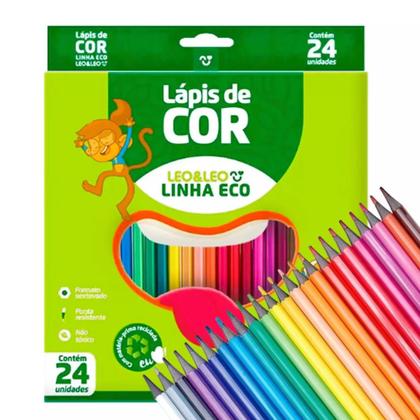 Imagem de Lápis de Cor Sextavado Caixa com 24 cores - Leo&Leo